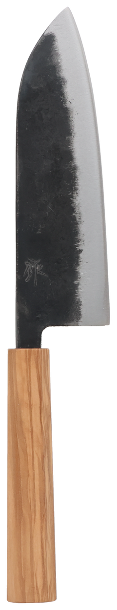 Santoku Blue Steel #2 Kurouchi Olive Wood 165mm